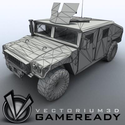 3D Model of Low poly model of HUMVEE with one 1024x1024 diffusion/opacity TGA texture - 3D Render 5